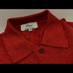 Brioni Long Sleeve Wool Polo Sweater DARK RED 42” L $925 MSRP MADE in ITALY